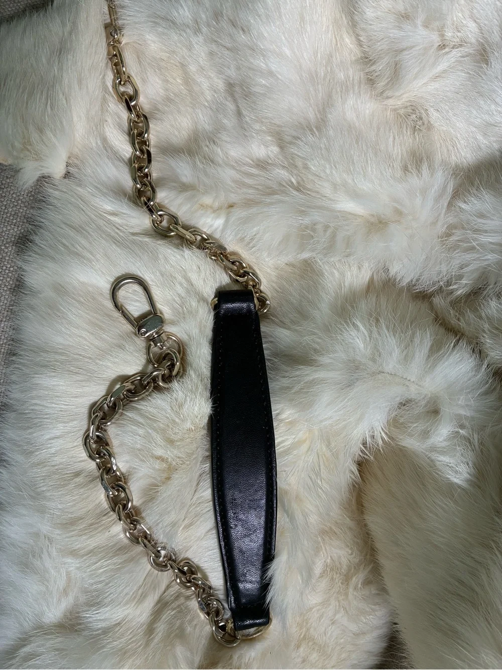 Black Quilted Leather Camellia Clutch with Ivory Trim and Gold CC